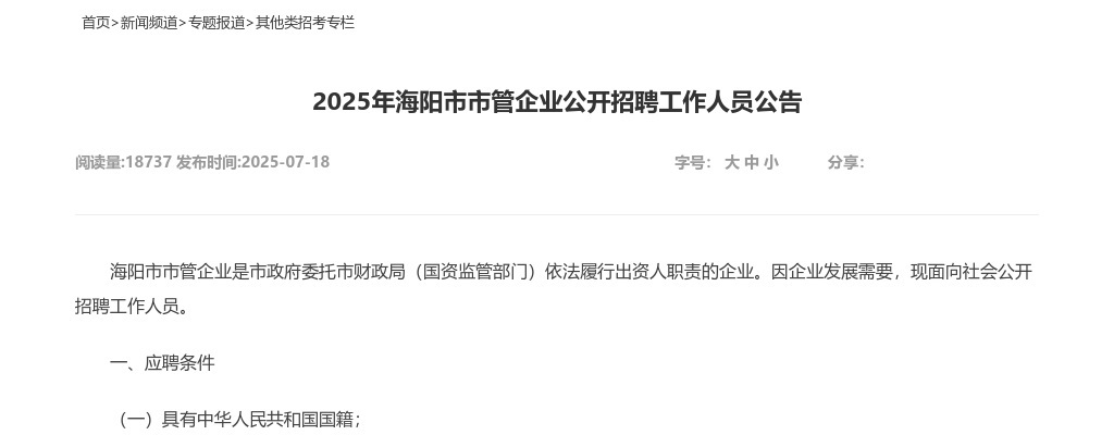 2025年海阳市市管企业公开招聘工作人员公告（23人） 图片