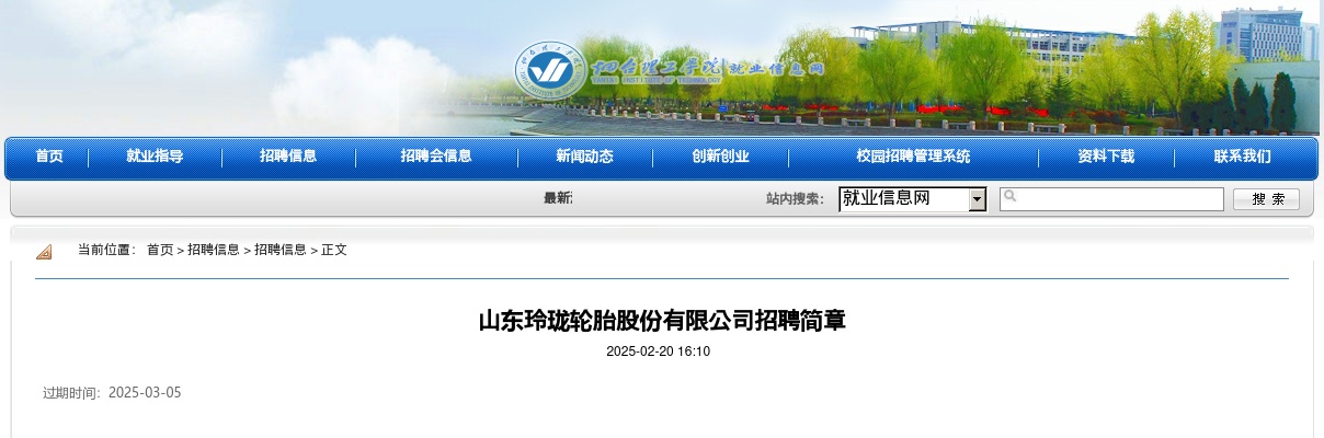 山东玲珑轮胎股份有限公司招聘简章（96人） 图片