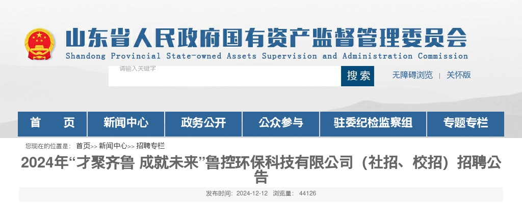 2024年“才聚齐鲁 成就未来”鲁控环保科技有限公司（社招、校招）招聘公告（6人） 图片