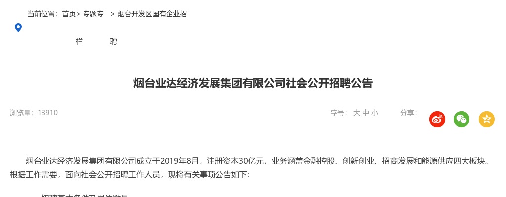 2024年烟台业达经济发展集团有限公司社会公开招聘公告（21人） 图片